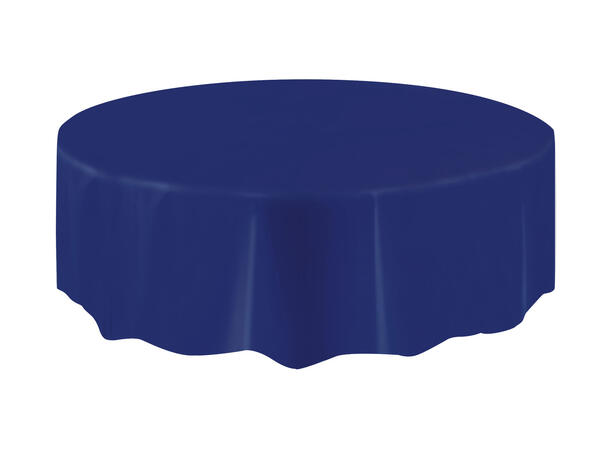 Ensfarget Marineblå 1 Plastikkduk rund - 213cm