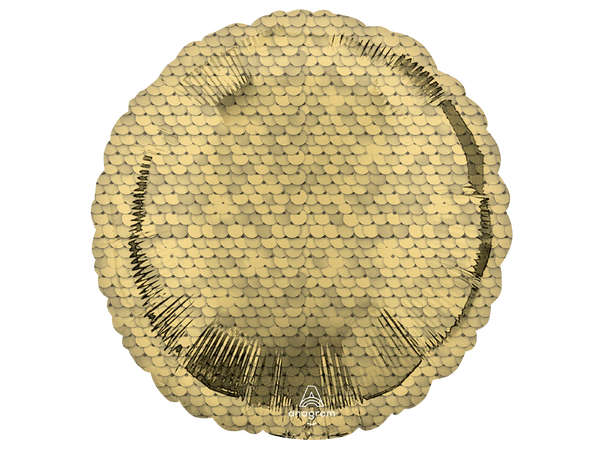 Glitter Gold Sequins 1 Folieballong - Rund - 18" (43cm)