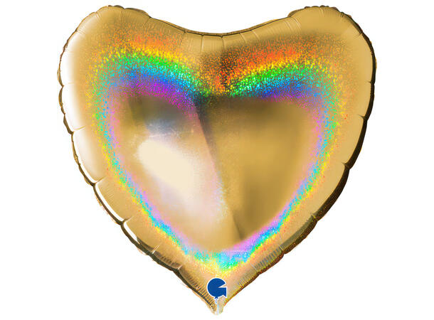 Glitter Holographic - Gold 5 1 Folieballong - Hjerte - 36" (91cm)