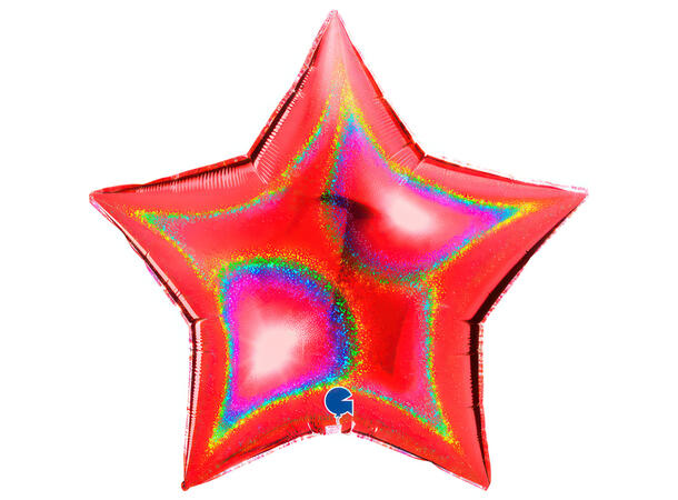 Glitter Holographic - Red 1 Folieballong - Stjerne - 36" (91cm)