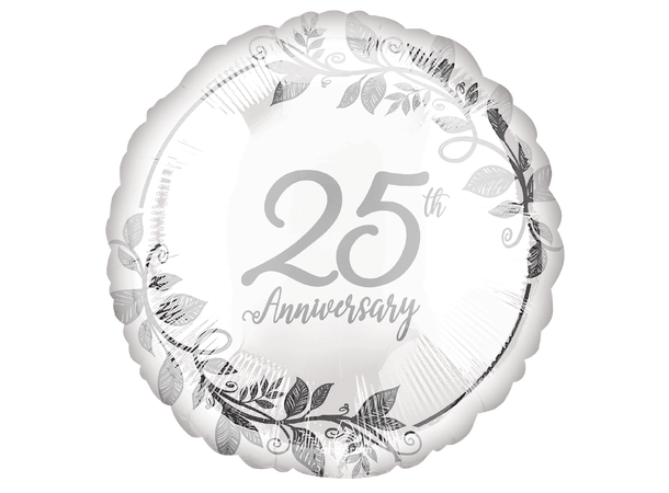 Happy 25th Anniversary 1 Folieballong - Rund - 18" (43cm)