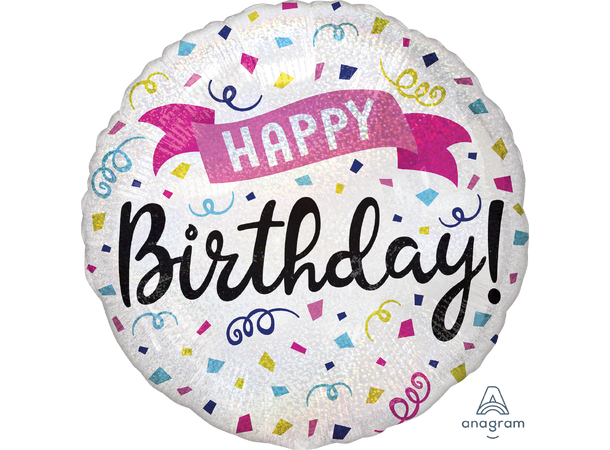 Happy Birthday Sparkle Banner 1 Folieballong - Rund - 19" (45cm)