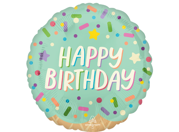 Ice Cream Party Birthday 1 Folieballong - Rund - 18" (43cm)