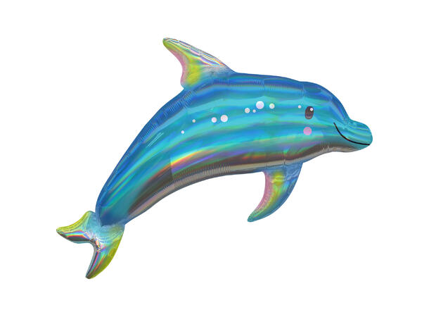 Iridescent Blue Dolphin 1 Stor folieballong med form - 76x68cm