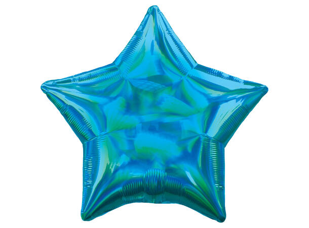 Iridescent Cyan Star 1 Folieballong stjerne - 19" (48cm)