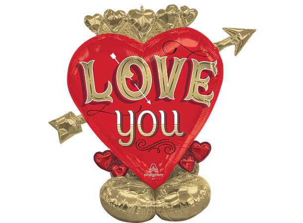 Just My Type Heart & Arrow 1 Folieballong m/form Airloonz-116x111cm