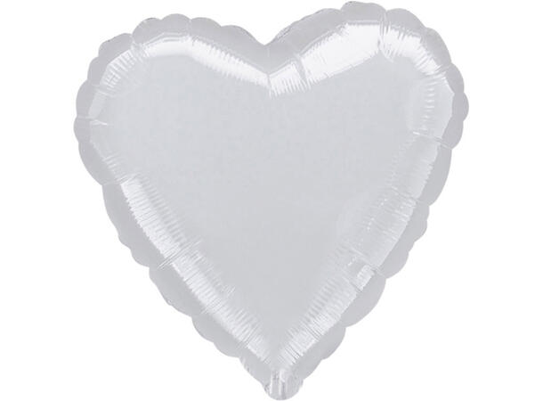 Metallic Silver 1 Folieballong - Hjerte - 18" (43cm)
