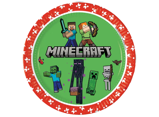 Minecraft 8 FSC Plastfrie Tallerkener i papir 23cm