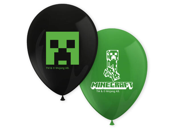 Minecraft 8 Gummiballonger med trykk - 30cm