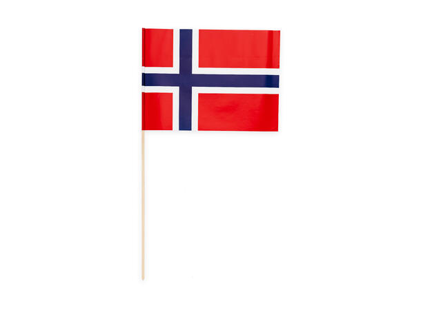 Norsk flagg 10 Papirflagg på pinne - 20x30cm