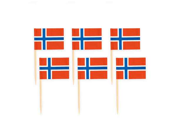 Norske flagg 50 Cocktailpinner med flagg 