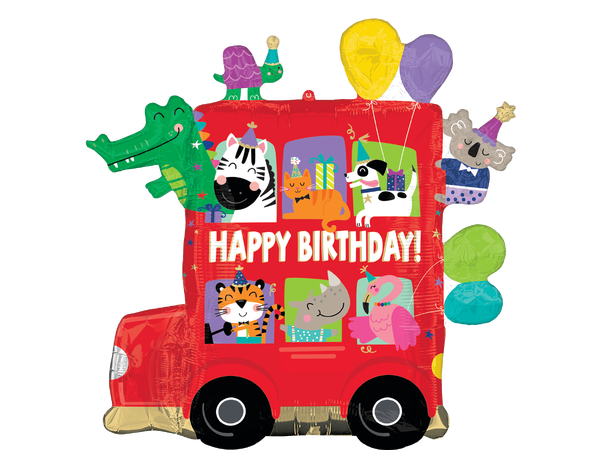 Party Bus Birthday 1 Stor folieballong med form - 71x71cm