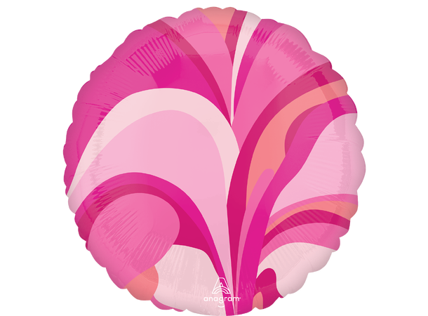Pink Macro Marble 1 Folieballong - Rund - 18" (43cm)