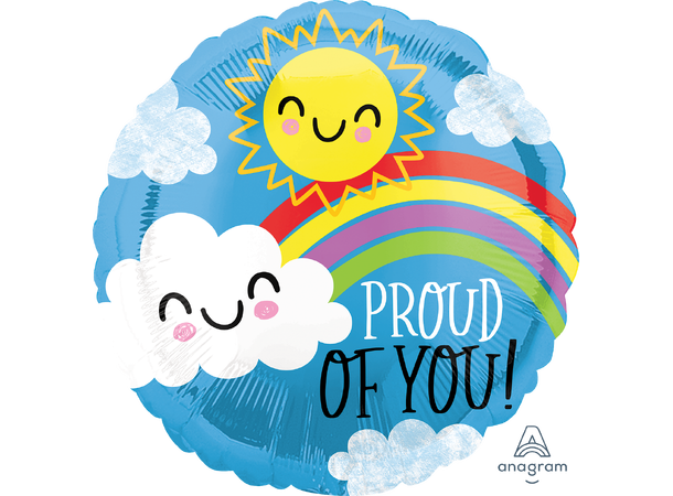 Proud of You Happy Sun and Cloud 1 Folieballong - Rund - 18" (43cm)