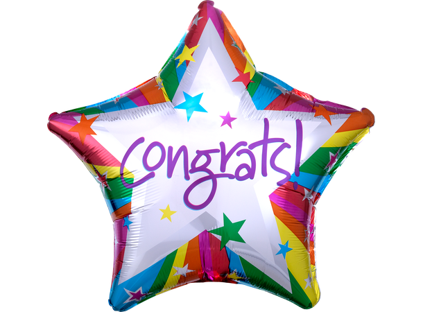 Rainbow Congrats 1 Folieballong - Stjerne - 19" (48cm)