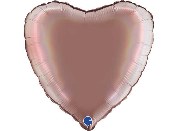 Rainbow Holographic - Platinum Rosè 1 Folieballong - Hjerte - 18" (43cm)