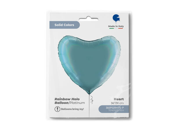Rainbow Holographic Platinum TenerifeSea 1 Folieballong - Hjerte - 36" (91cm)
