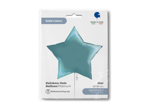 Rainbow Holographic Platinum TenerifeSea 1 Folieballong - Stjerne - 36" (91cm)
