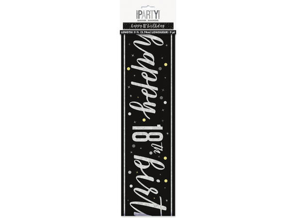 Sort & Sølv Glitz - #18 1 Foliebanner - 2,9m
