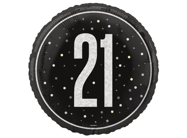 Sort & Sølv Glitz - #21 1 Folieballong - 46cm(18")