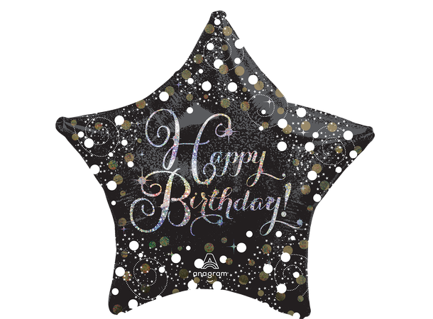 Sparkling Birthday 1 Folieballong stjerne - 27" (68cm)