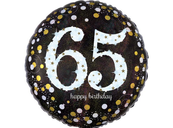 Sparkling Birthday 65 1 Folieballong - Rund - 19" (45cm)