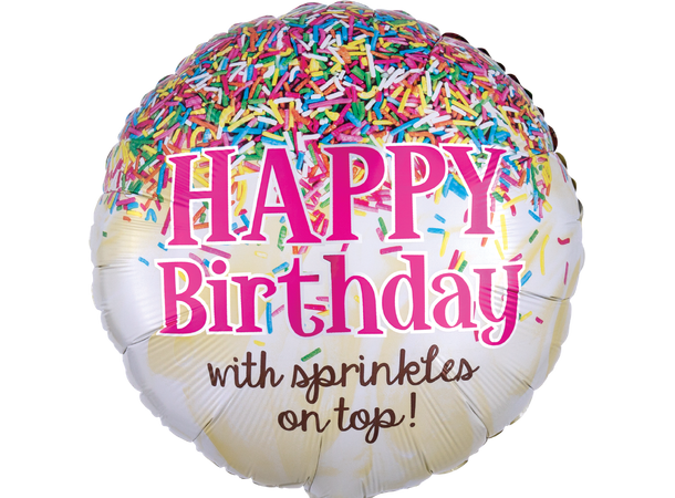 Sprinkles on Top Birthday 1 Folieballong - Rund - 18" (43cm)