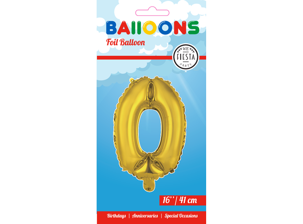 Tallballong # 0 - Gull 1 Folieballong - 41cm (16")