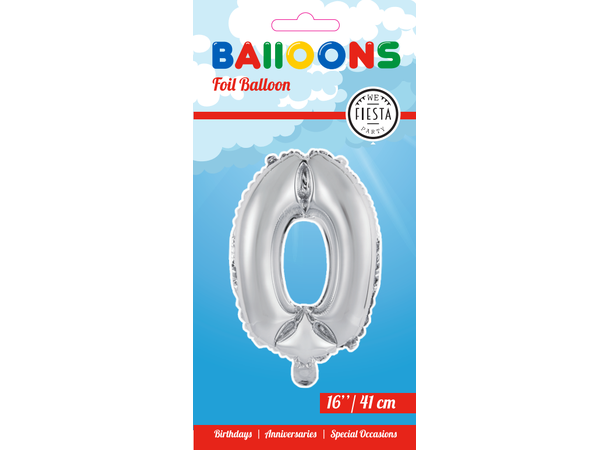 Tallballong # 0 - Sølv 1 Folieballong - 41cm (16")