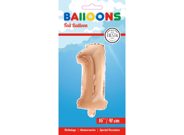 Tallballong # 1 - Rosegull 1 Folieballong - 41cm (16") 