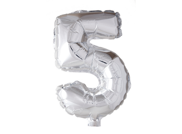 Tallballong # 5 - Sølv 1 Folieballong - 41cm (16")