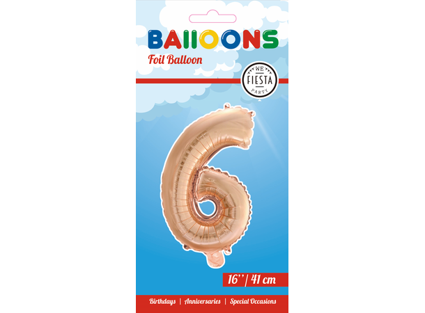 Tallballong # 6 - Rosegull 1 Folieballong - 41cm (16")