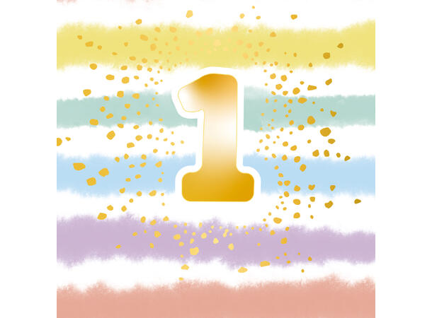 1st Birthday Rainbow 16 Lunsjservietter - 33x33cm