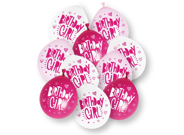 Birthday Girl - 3 fager assotert 10 Gummiballonger - 25cm (10")