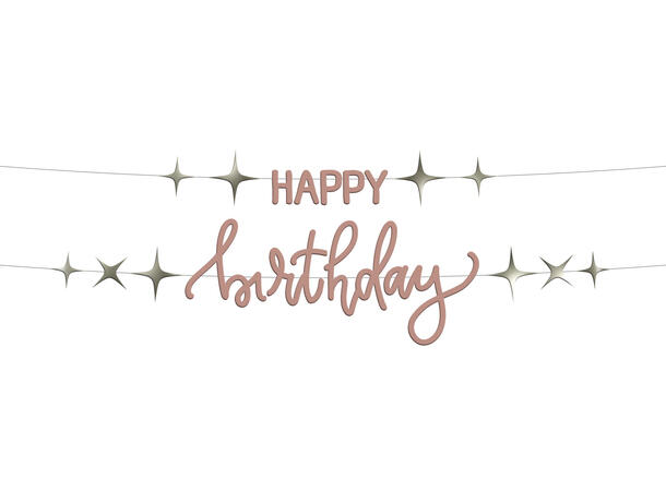 Creme Rose - "Happy Birthday" 1 Bokstavbanner i 2 deler i papir - 1,5m