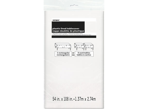 Ensfarget - Hvit 1 Papirduk firkantet - 137x214cm