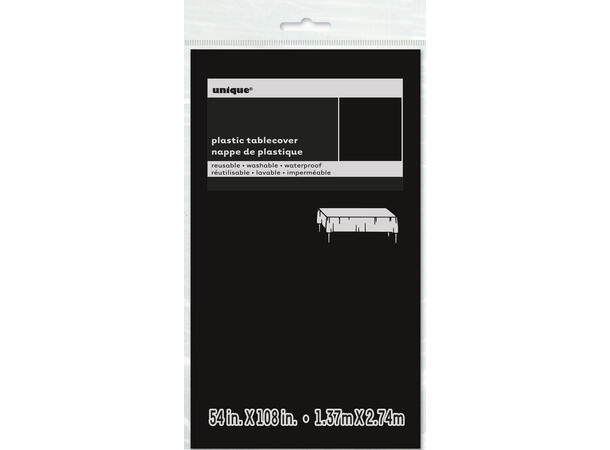 Ensfarget - Sort - Kompakt pakket 1 Plastikkduk firkantet - 137x274cm