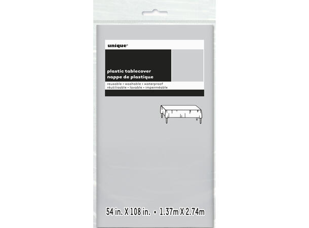 Ensfarget - Sølv - Kompakt Pakket 1 Plastikkduk firkantet - 137x214cm