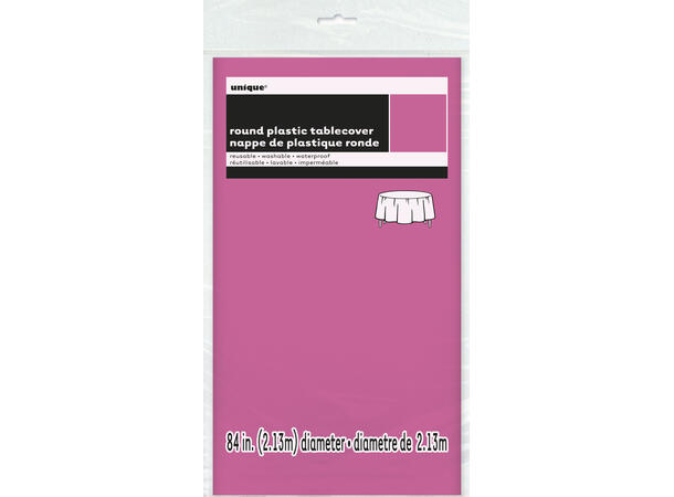 Ensfarget Mørk Rosa 1 Plastikkduk rund - 213cm