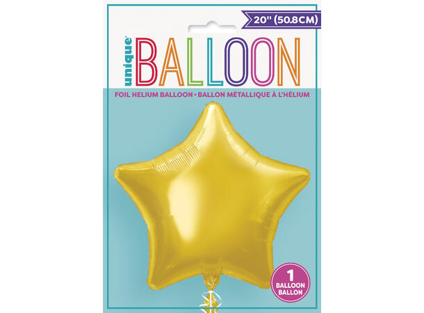 Ensfarget stjerne - Gull 1 Folieballong - 50cm (20")