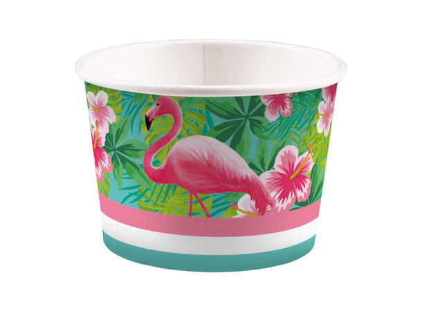 Flamingo Paradise 8 Iskrembegere i papir -270ml