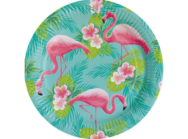 Flamingo Paradise 8 Tallerkener i papp - 23 cm