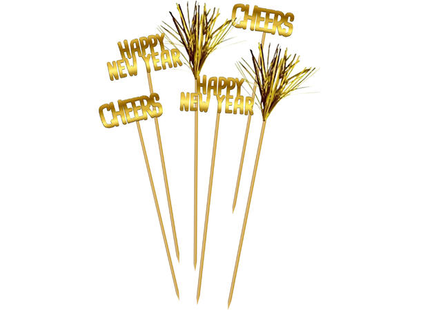 Glassdekorsett - Black & Goldt HNY 12 dekorasjoner til drinkglass i papir 