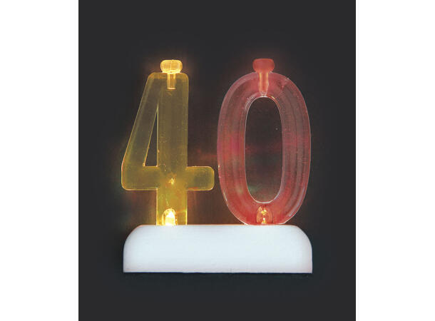 Kakelys og blinkende dekorasjon - “40” 2 Kakelys og kakedekorasjon m/LED-lys