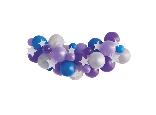 Lavendel,Lilla,Blå,sølv m/stjerner 1 Ballongdekor -26 ballonger/10 stjerner