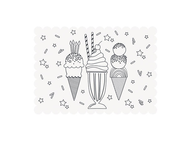 Pastel Ice Cream 6 Fargeleggbare bordbrikker i papir 