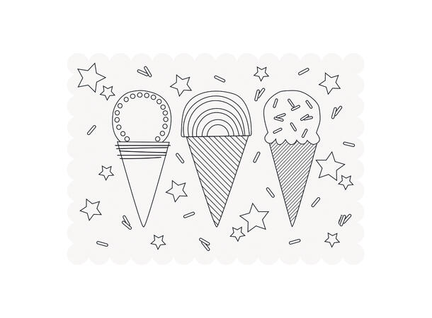 Pastel Ice Cream 6 Fargeleggbare bordbrikker i papir