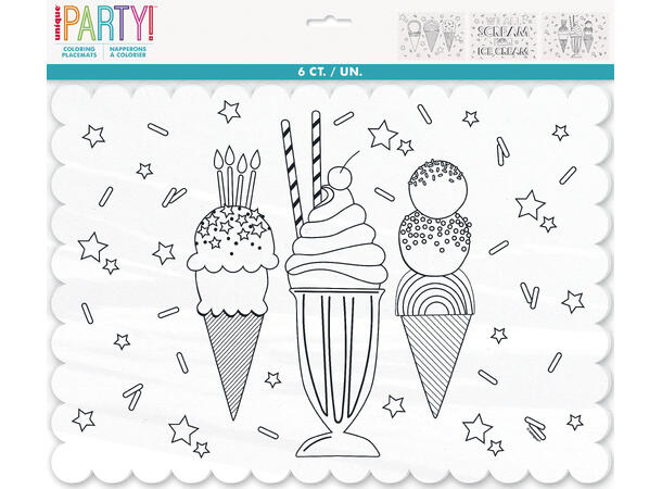 Pastel Ice Cream 6 Fargeleggbare bordbrikker i papir