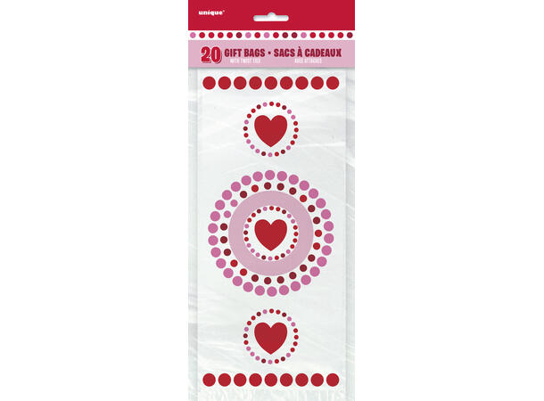 Radiant Hearts 20 Cellofanposer - 28x13cm, inkl lukkere