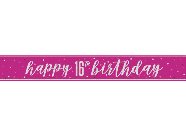 Rosa & Sølv Glitz - #16 1 Foliebanner - 2,9m